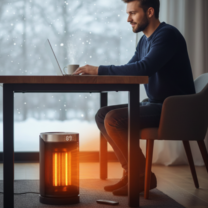 Compact Portable Space Heater | Electric Ceramic Heater with 70° Oscillation Ð Adjustable Thermostat for Efficient Heating