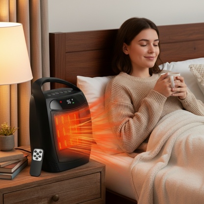 Compact Ceramic Space Heater | Portable Electric Heater with Adjustable Thermostat Ð Quiet Operation for Efficient Heating Up to 200 sq ft