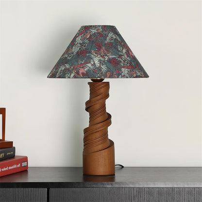 Bohemian Wood Table Lamp with Pull Chain Switch | Stylish Lighting for Living Room and Bedroom 0