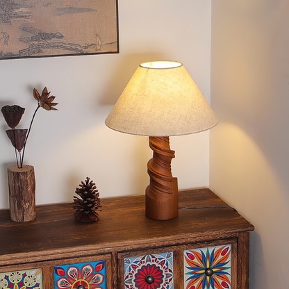 Bohemian Wood Table Lamp with Pull Chain Switch | Stylish Lighting for Living Room and Bedroom 7