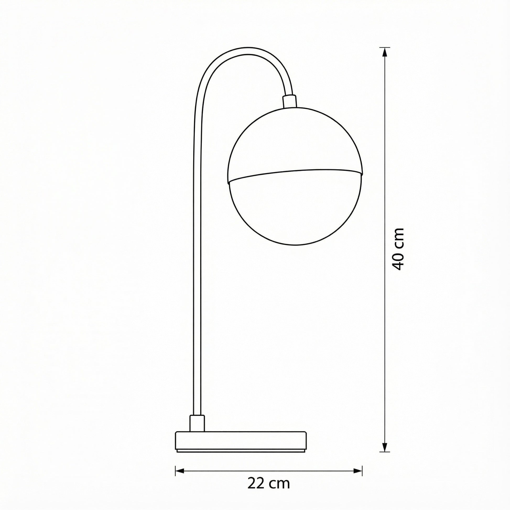 Line drawing of a floor lamp with dimensions labeled