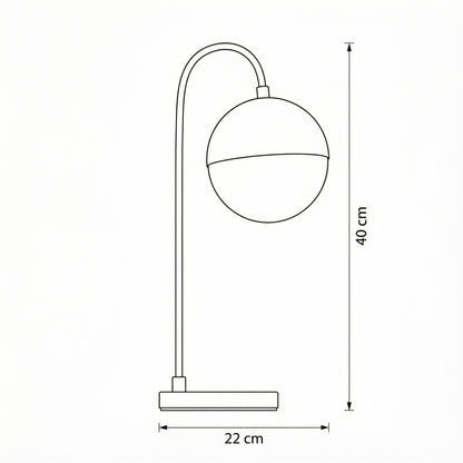 Line drawing of a floor lamp with dimensions labeled