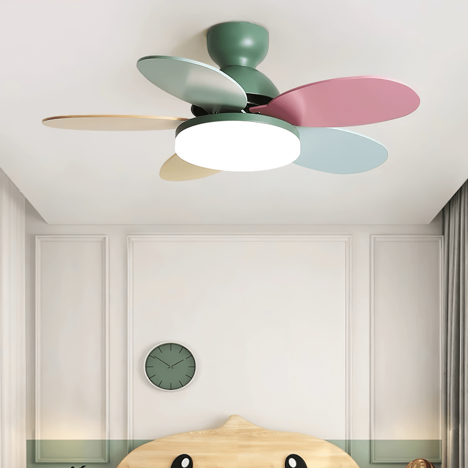 Colorful Glass Ceiling Fan Light with Integrated LED | Stylish Indoor Lighting for Kids' Rooms 2