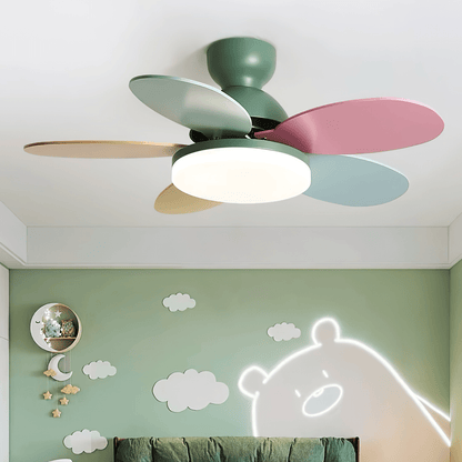 Colorful Glass Ceiling Fan Light with Integrated LED | Stylish Indoor Lighting for Kids' Rooms 3