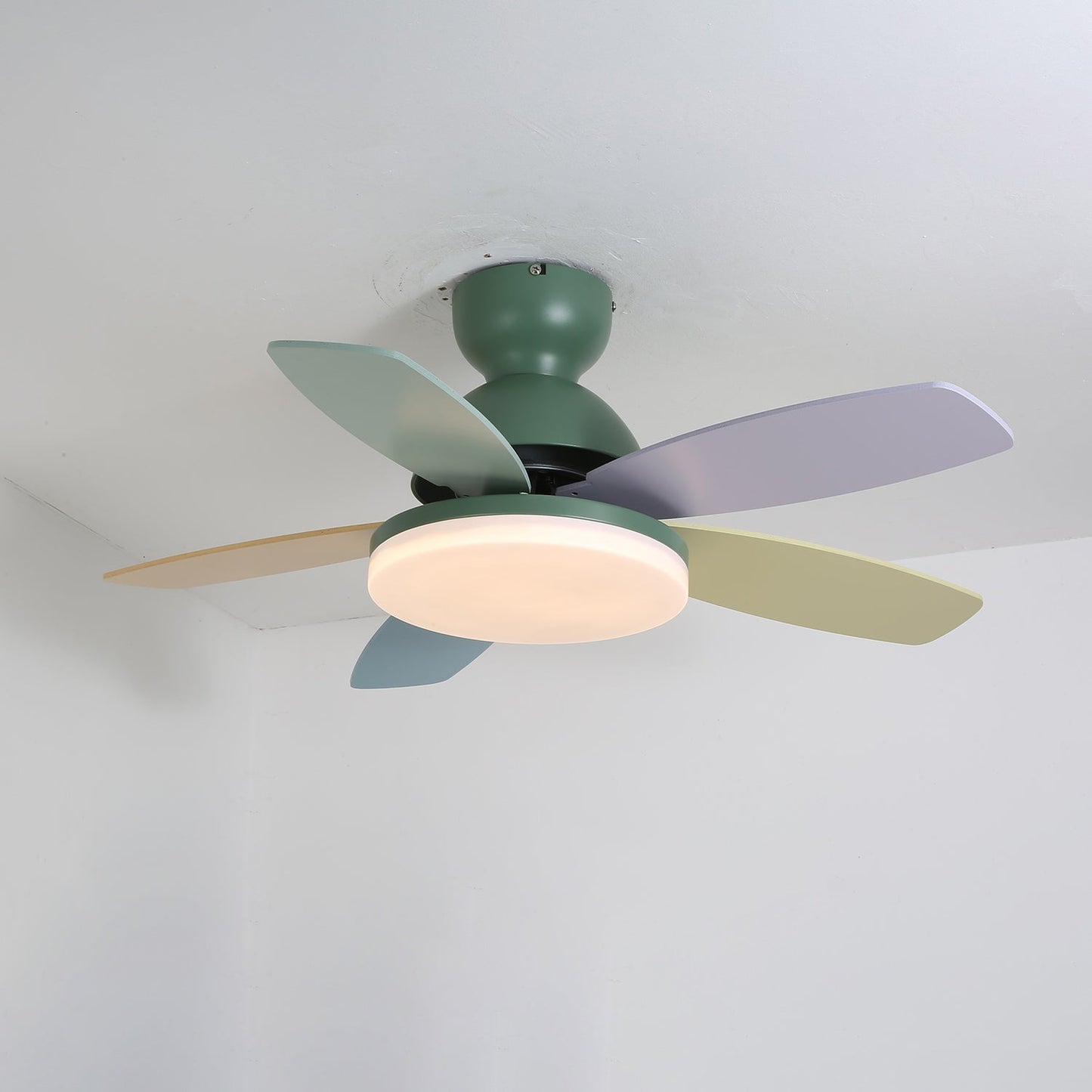 Colorful Glass Ceiling Fan Light with Integrated LED | Stylish Indoor Lighting for Kids' Rooms 8