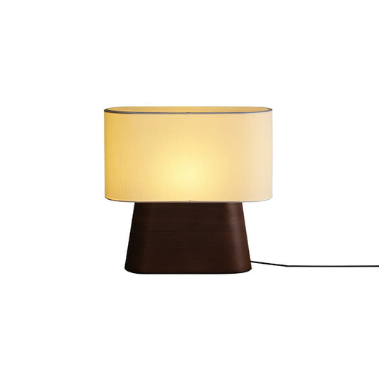 Elegant Wood Table Lamp with Fabric Shade for Cozy Indoor Ambiance 0