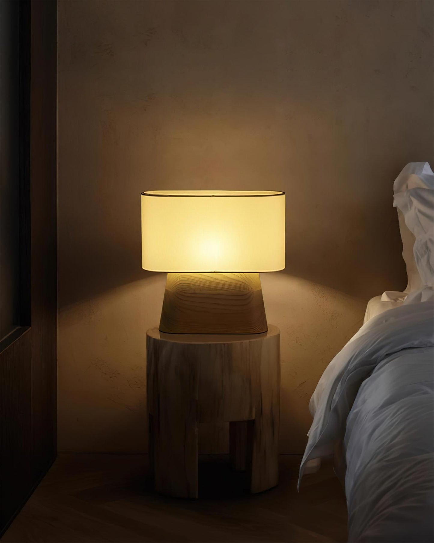 Elegant Wood Table Lamp with Fabric Shade for Cozy Indoor Ambiance 2