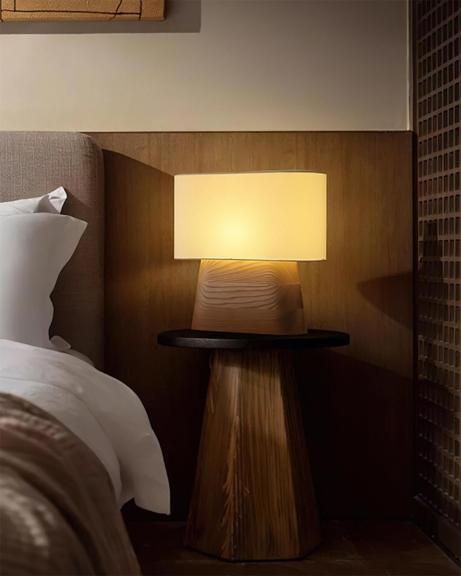 Elegant Wood Table Lamp with Fabric Shade for Cozy Indoor Ambiance 4