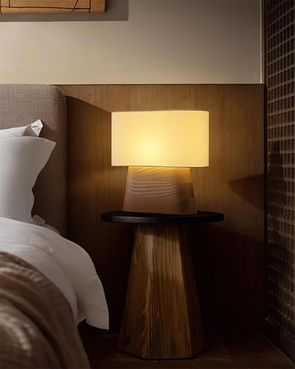 Elegant Wood Table Lamp with Fabric Shade for Cozy Indoor Ambiance 4