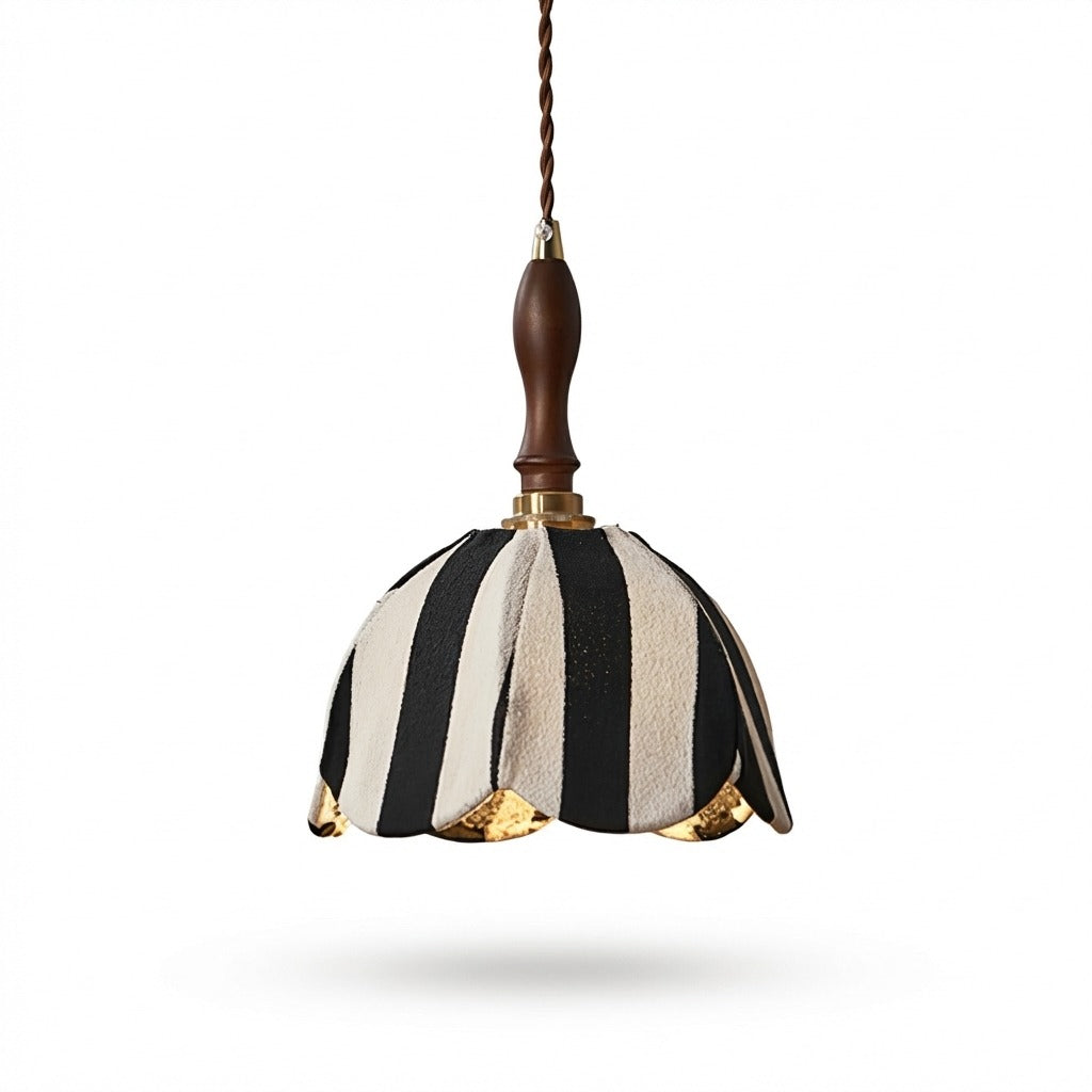 Elegant Fabric Pendant Light | Adjustable Height Black Ceiling Fixture for Modern Kitchen Decor