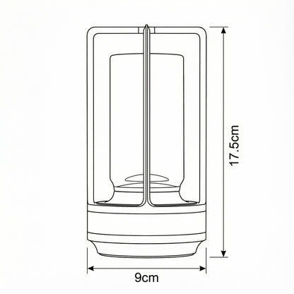 Technical drawing of a cylindrical object with dimensions labeled