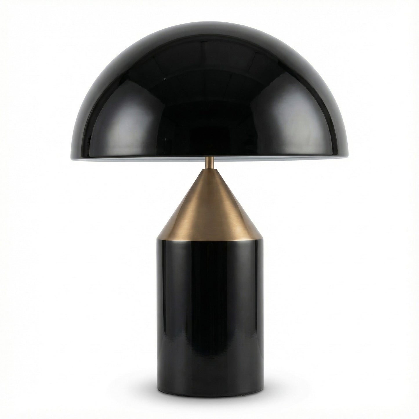 Black and gold table lamp on a white background