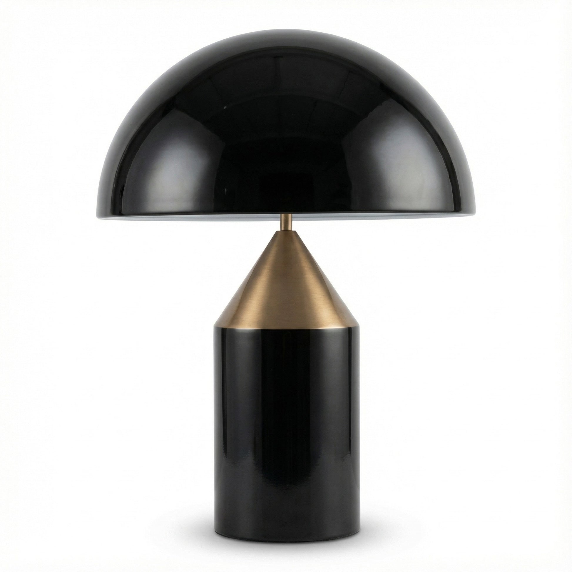 Black and gold table lamp on a white background