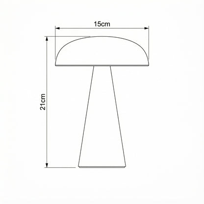 Line drawing of a table lamp with dimensions labeled