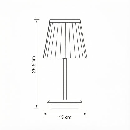 Line drawing of a lamp with dimensions labeled