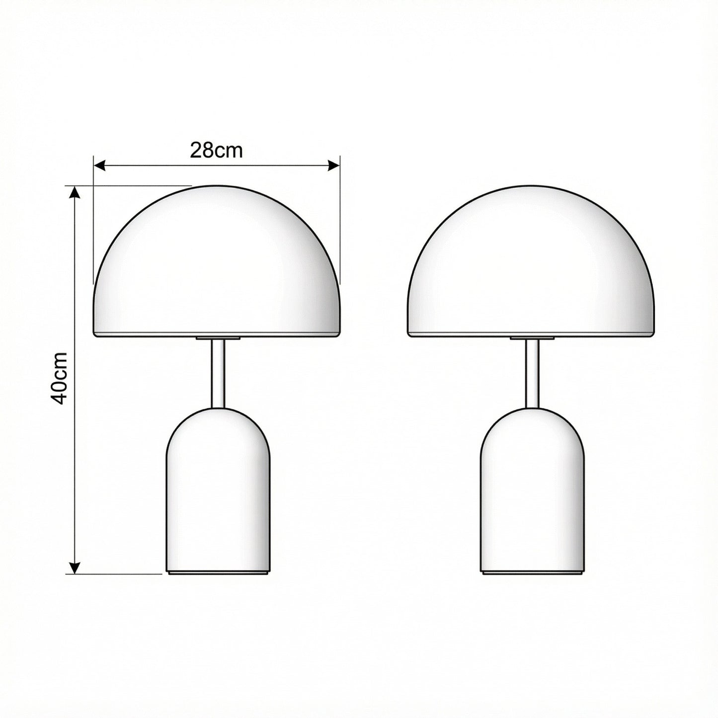 Measurement chart of two wall-mounted lamps with dimensions labeled.