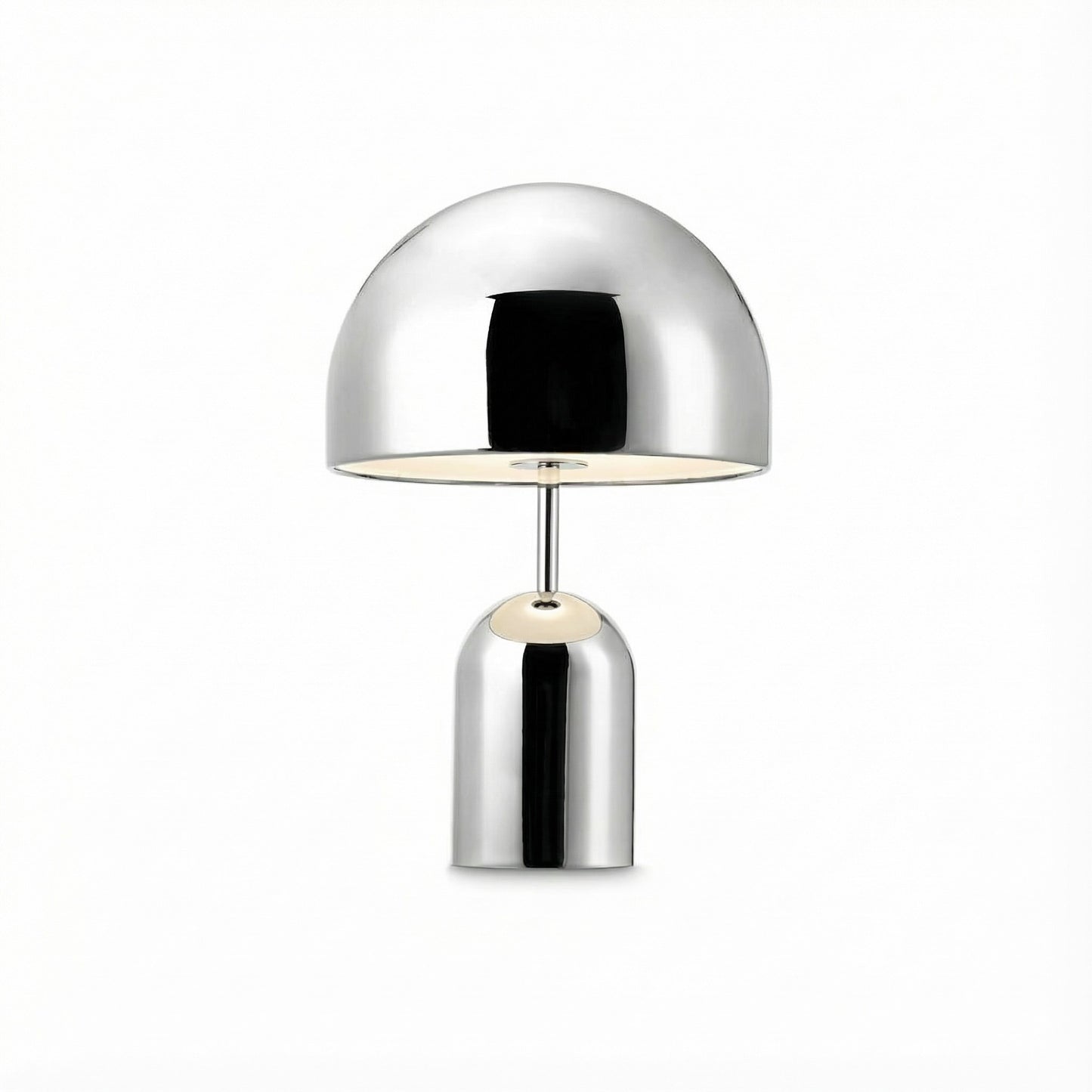 Modern silver table lamp on a white background