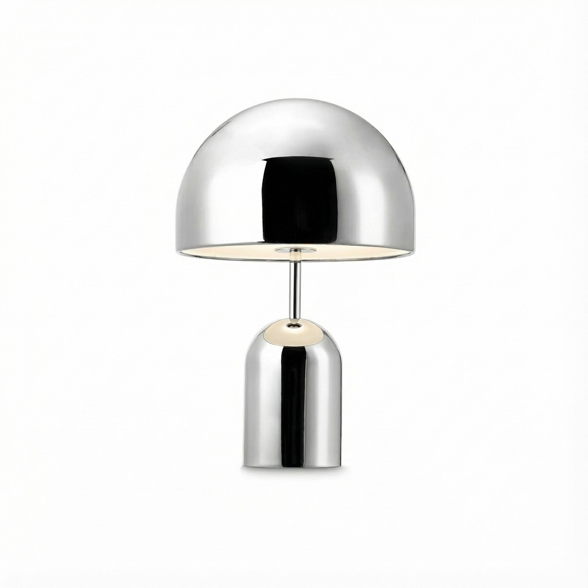 Modern silver table lamp on a white background