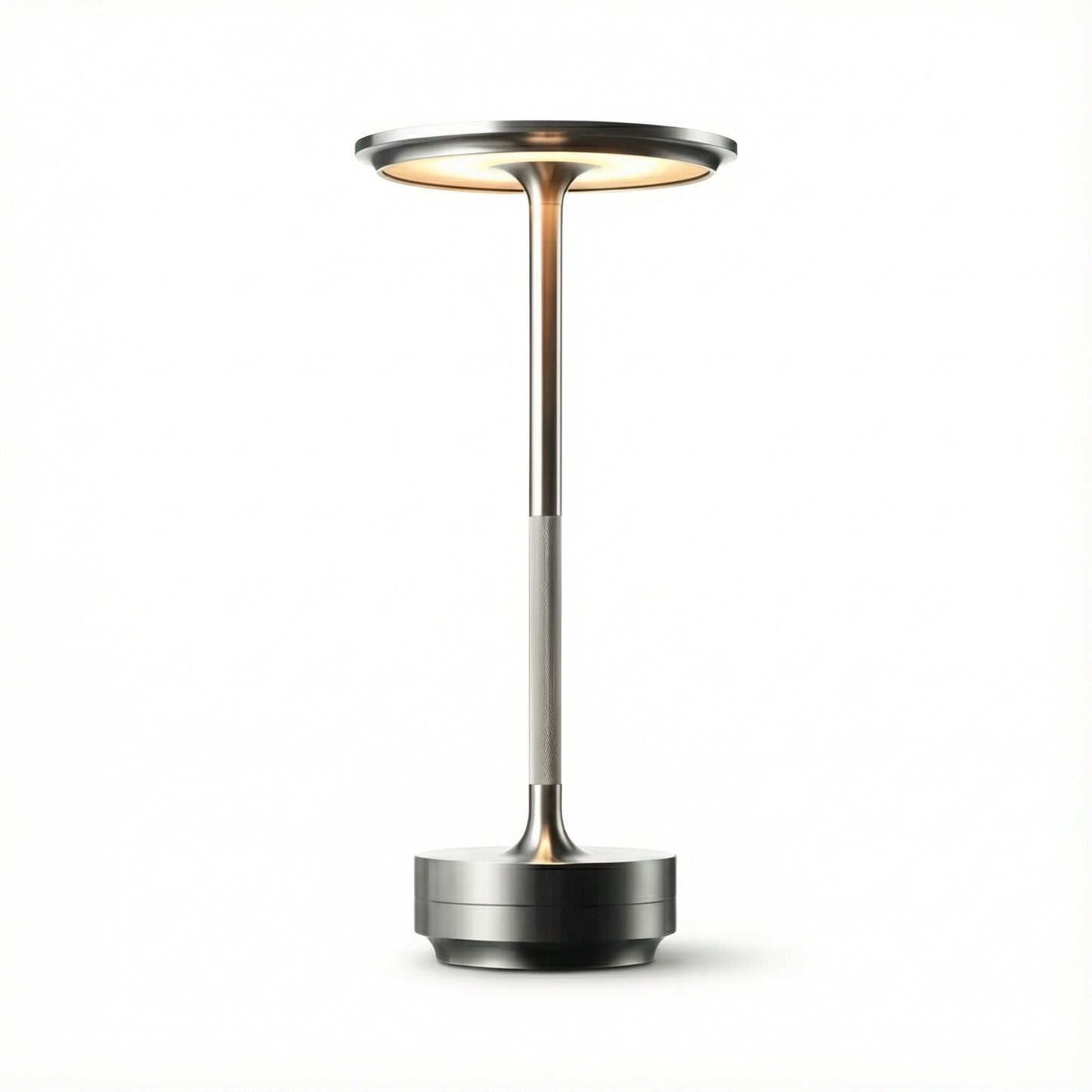Modern outdoor lamp with a black base and metallic finish on a white background