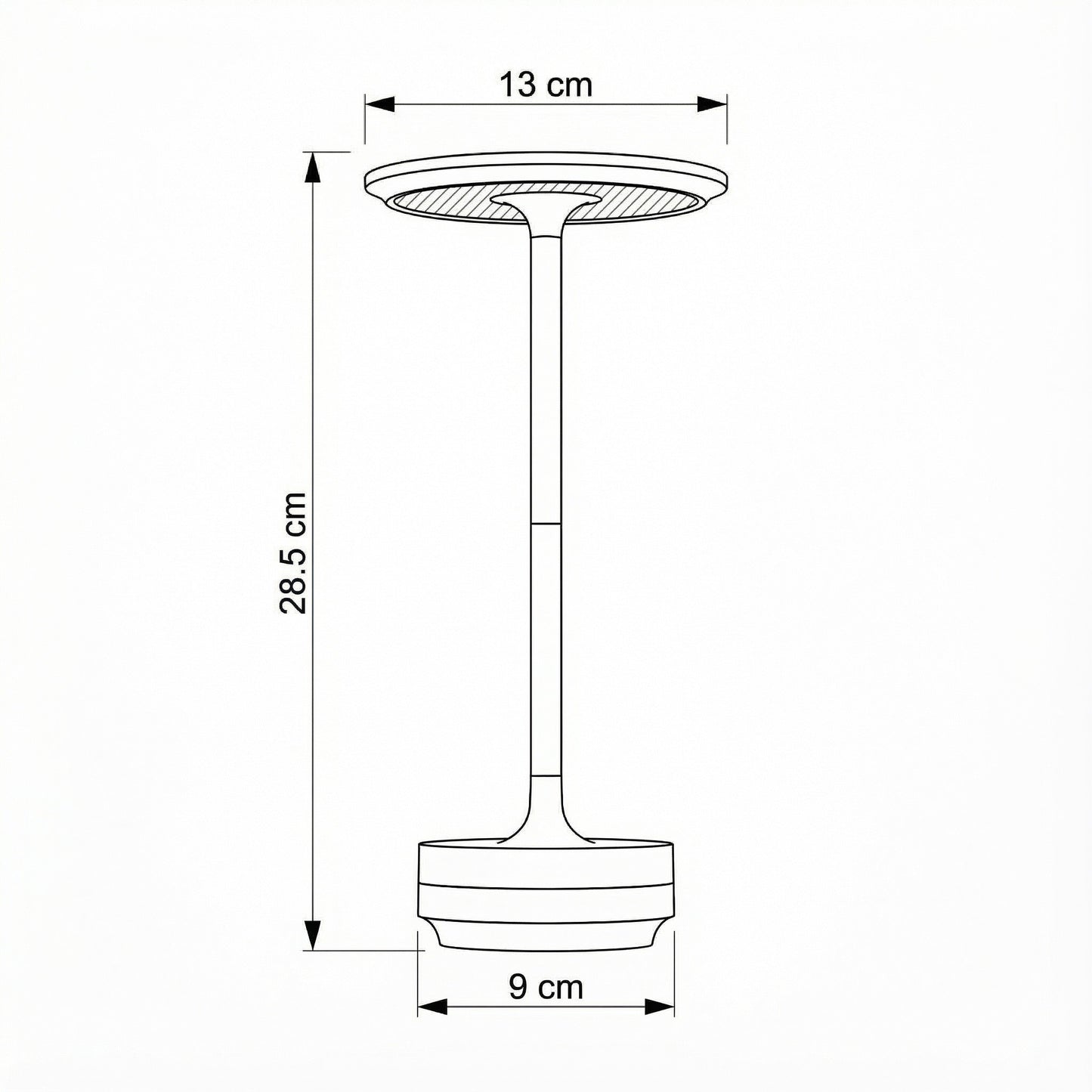 Measurement diagram of a cylindrical object with dimensions labeled.