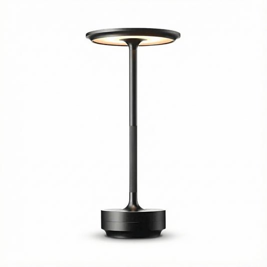 Modern black floor lamp on a white background