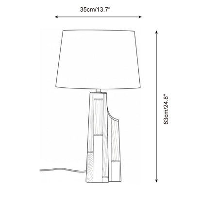 Minimalist Wood Table Lamp with Fabric Shade - Elegant Lighting for Bedroom and Living Room 4