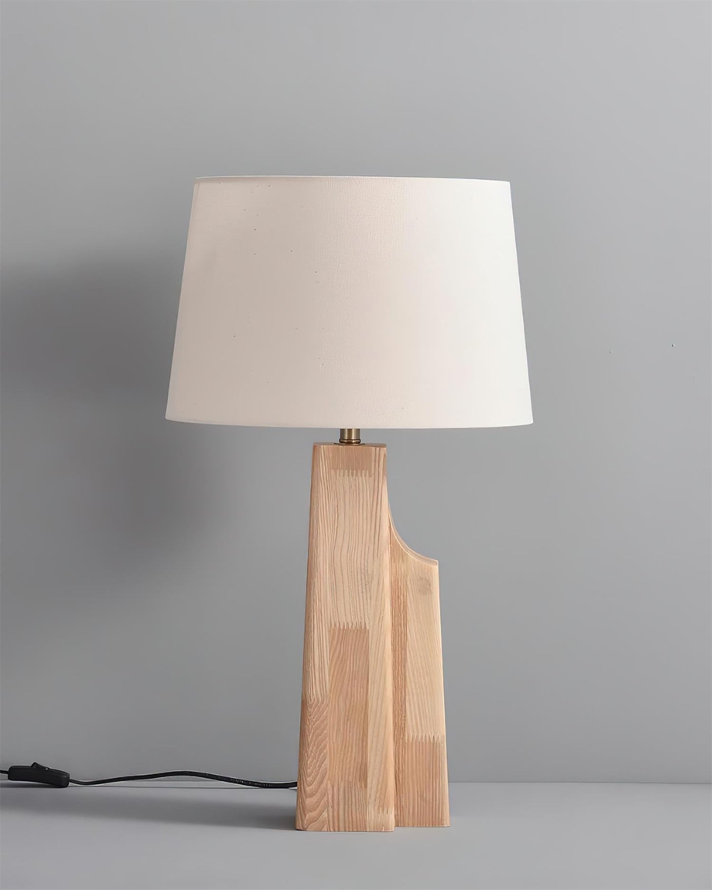 Minimalist Wood Table Lamp with Fabric Shade - Elegant Lighting for Bedroom and Living Room 5