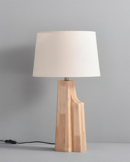 Minimalist Wood Table Lamp with Fabric Shade - Elegant Lighting for Bedroom and Living Room 7