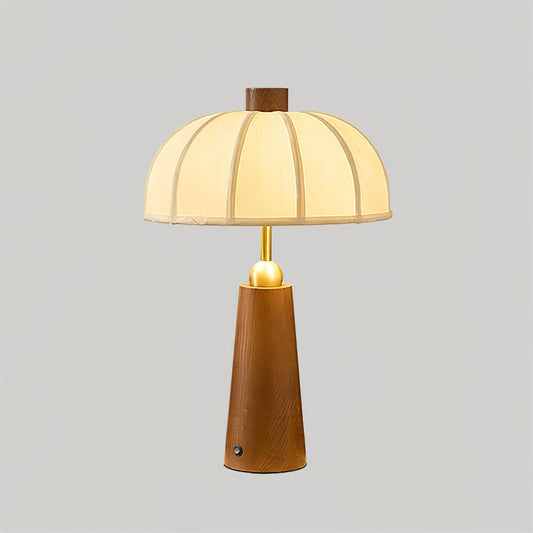 Modern Fabric Table Lamp with Wood Base & Dimmable Light | Stylish Bedside or Desk Lamp for Elegant Home Decor 0