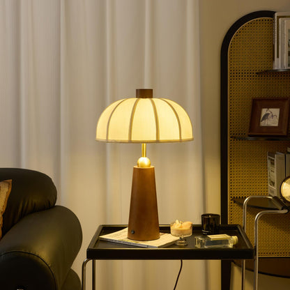 Modern Fabric Table Lamp with Wood Base & Dimmable Light | Stylish Bedside or Desk Lamp for Elegant Home Decor 2