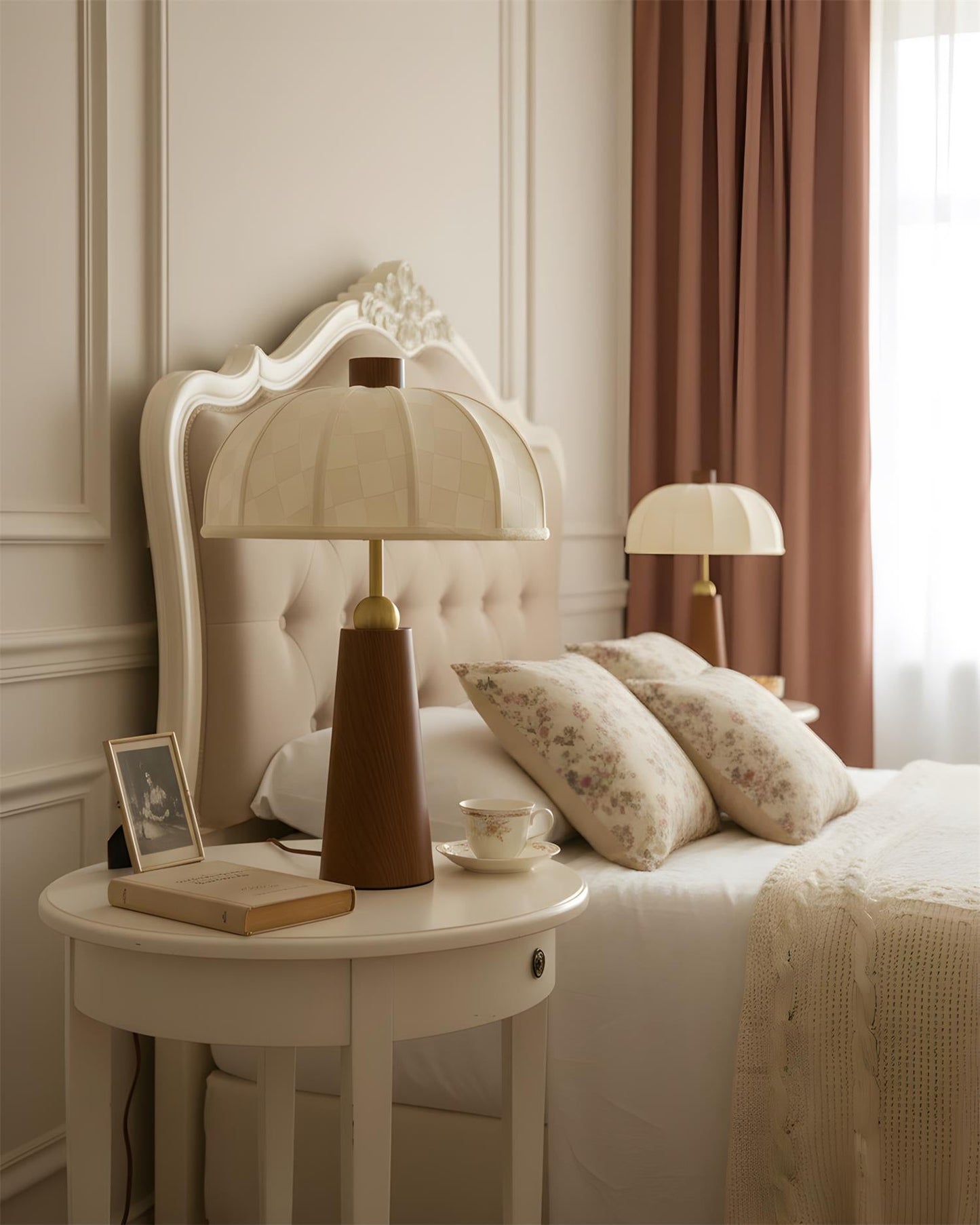 Modern Fabric Table Lamp with Wood Base & Dimmable Light | Stylish Bedside or Desk Lamp for Elegant Home Decor 8