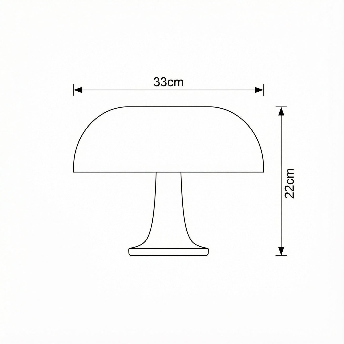 Measurement chart of a lamp with dimensions labeled