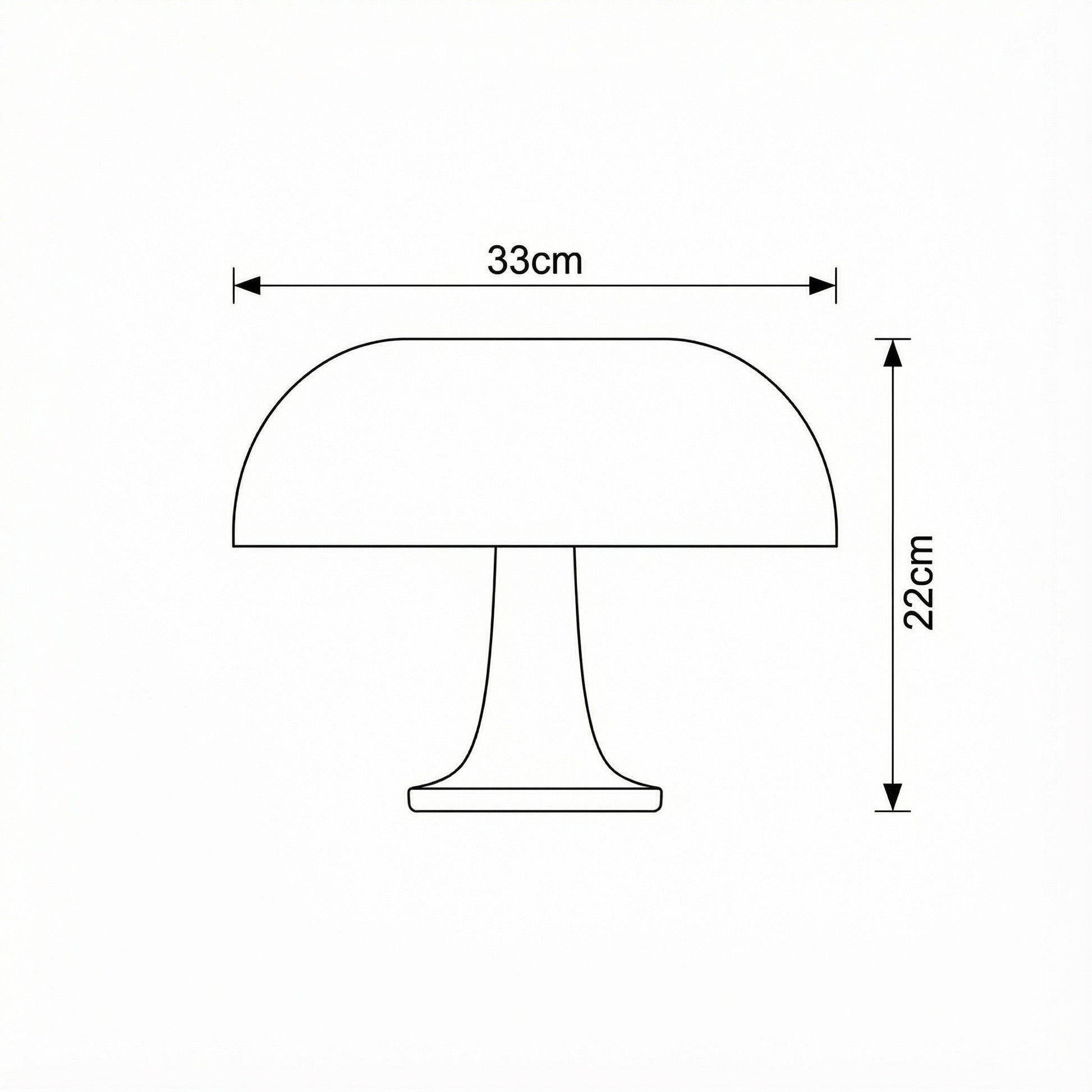 Measurement chart of a lamp with dimensions labeled