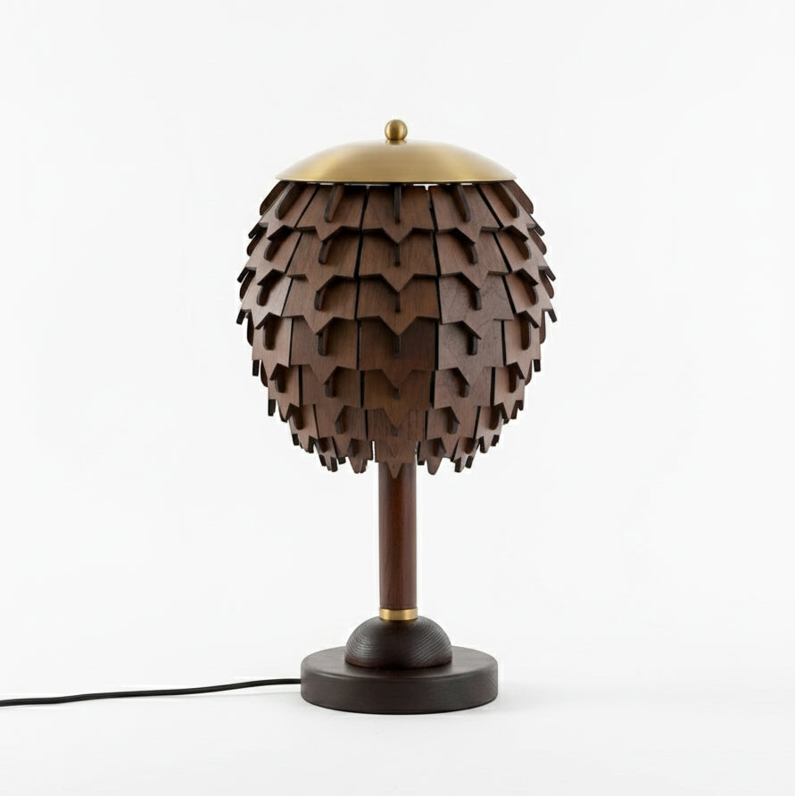 Natural Elegance | Table Lamp with Organic Wood Design & Gold Accents | Stylish Lighting for Living Room and Bedroom Decor 0