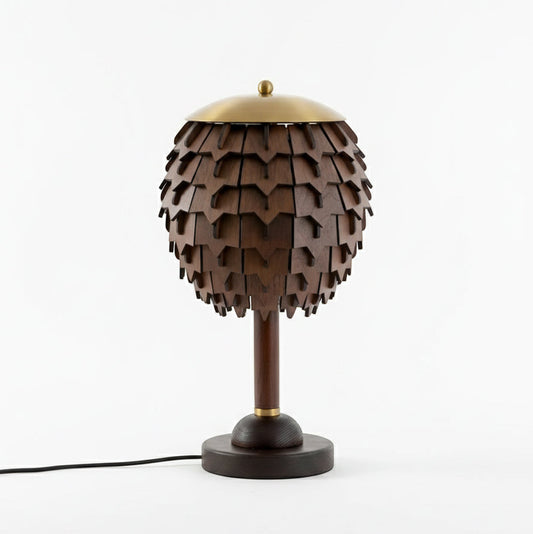 Natural Elegance | Table Lamp with Organic Wood Design & Gold Accents | Stylish Lighting for Living Room and Bedroom Decor 0