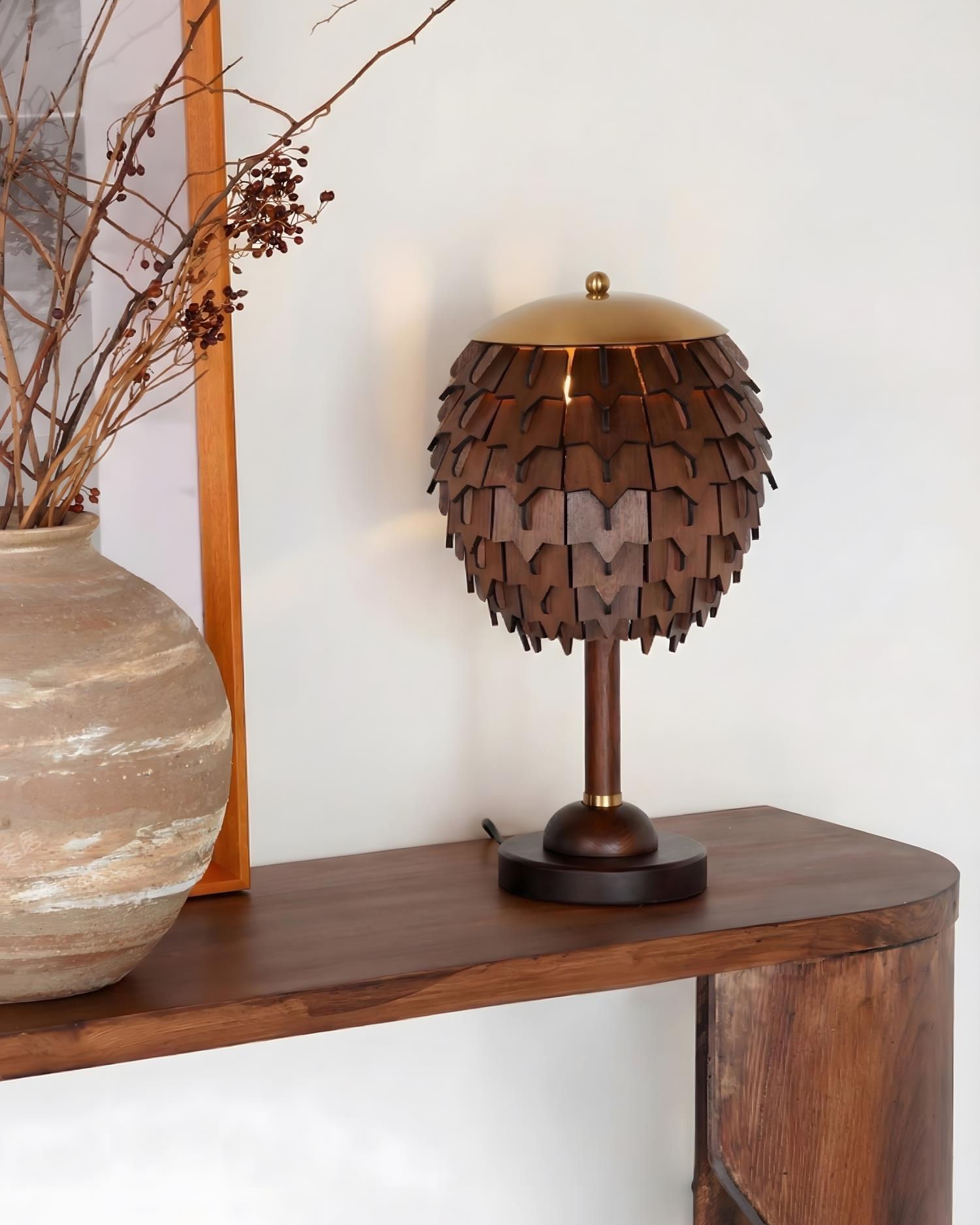 Natural Elegance | Table Lamp with Organic Wood Design & Gold Accents | Stylish Lighting for Living Room and Bedroom Decor 2