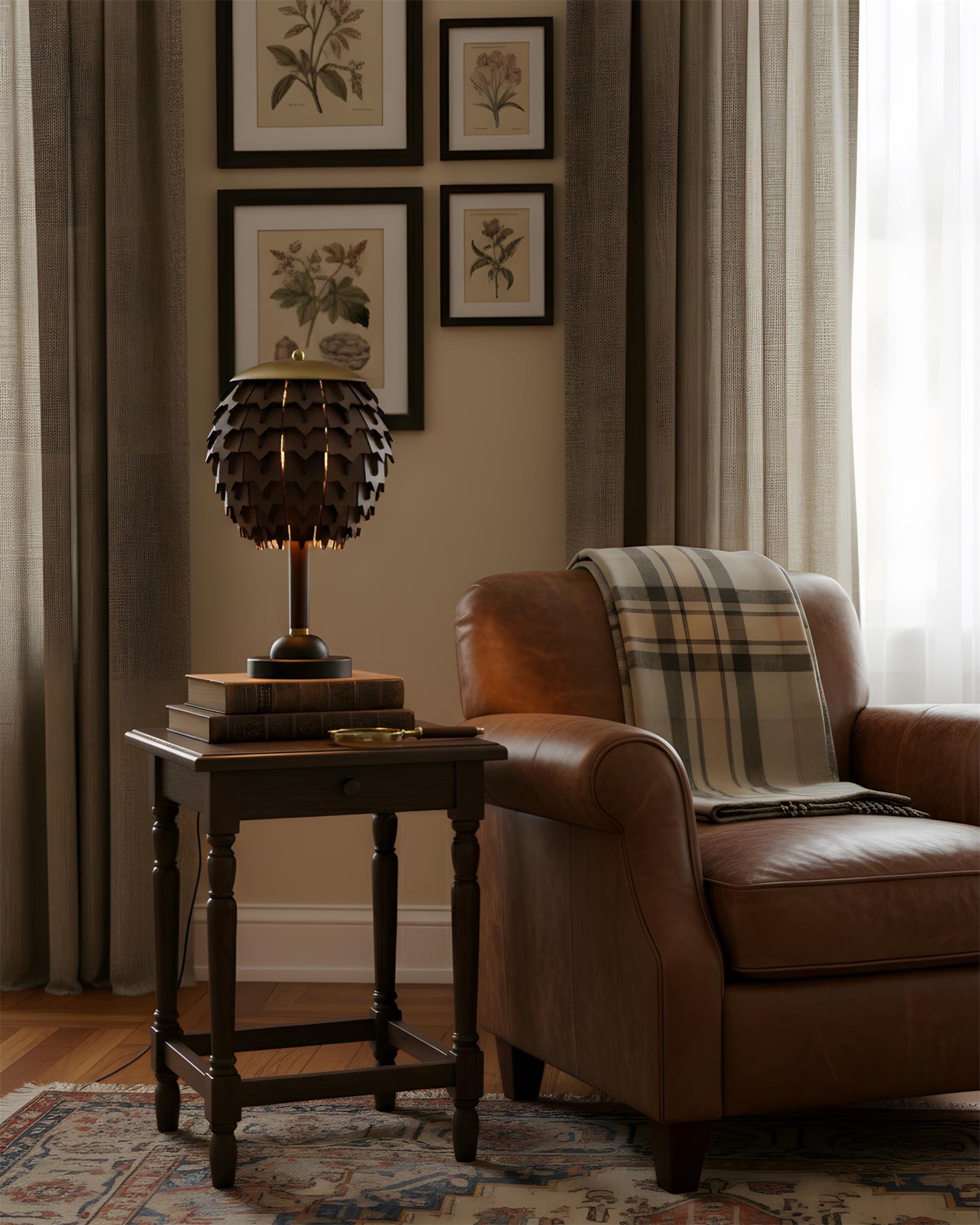 Natural Elegance | Table Lamp with Organic Wood Design & Gold Accents | Stylish Lighting for Living Room and Bedroom Decor 5