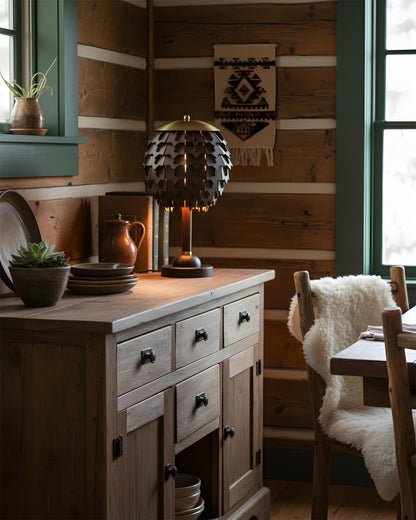 Natural Elegance | Table Lamp with Organic Wood Design & Gold Accents | Stylish Lighting for Living Room and Bedroom Decor 6