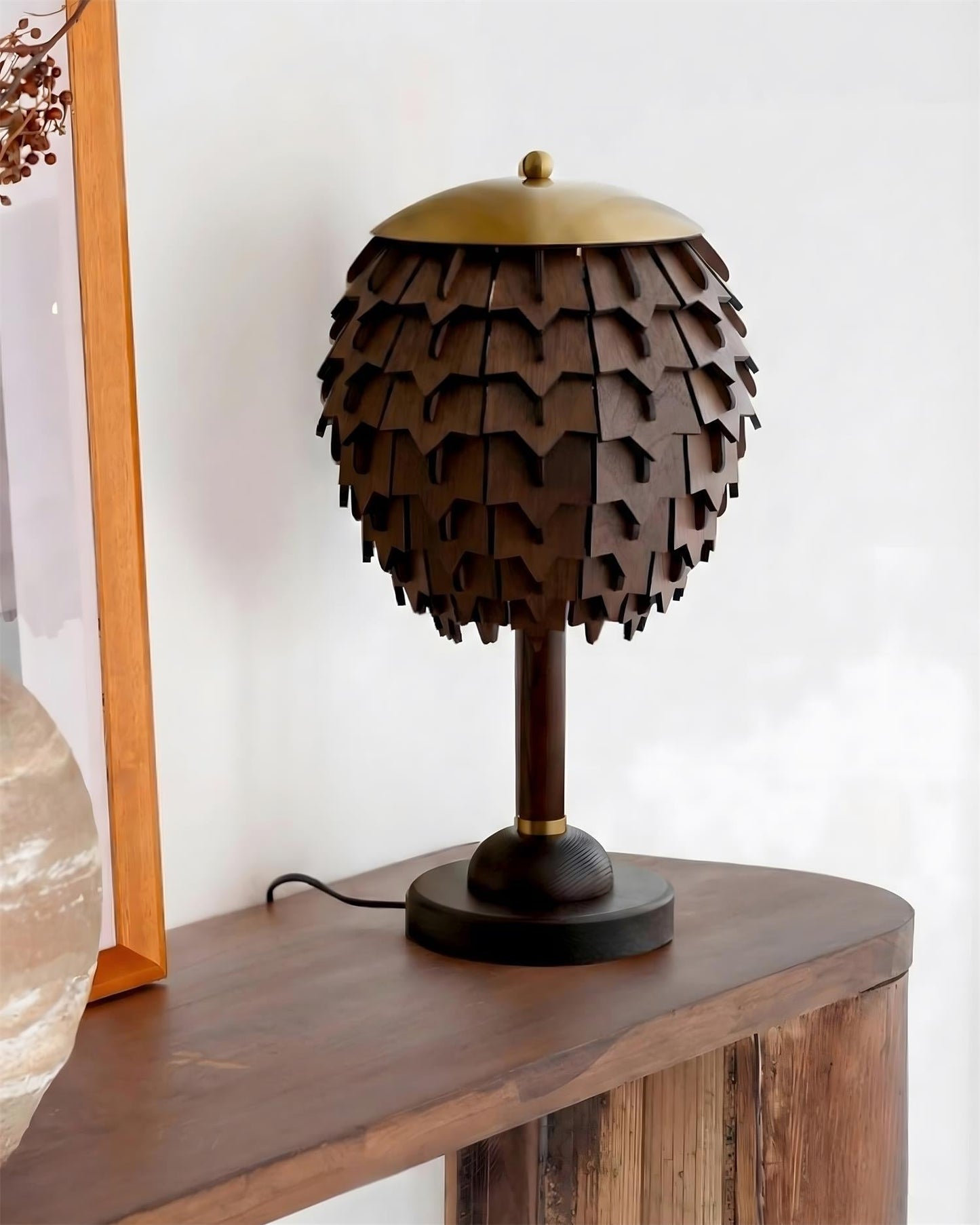 Natural Elegance | Table Lamp with Organic Wood Design & Gold Accents | Stylish Lighting for Living Room and Bedroom Decor 7