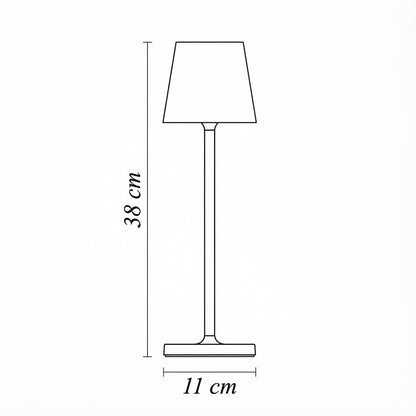 Line drawing of a lamp with dimensions labeled