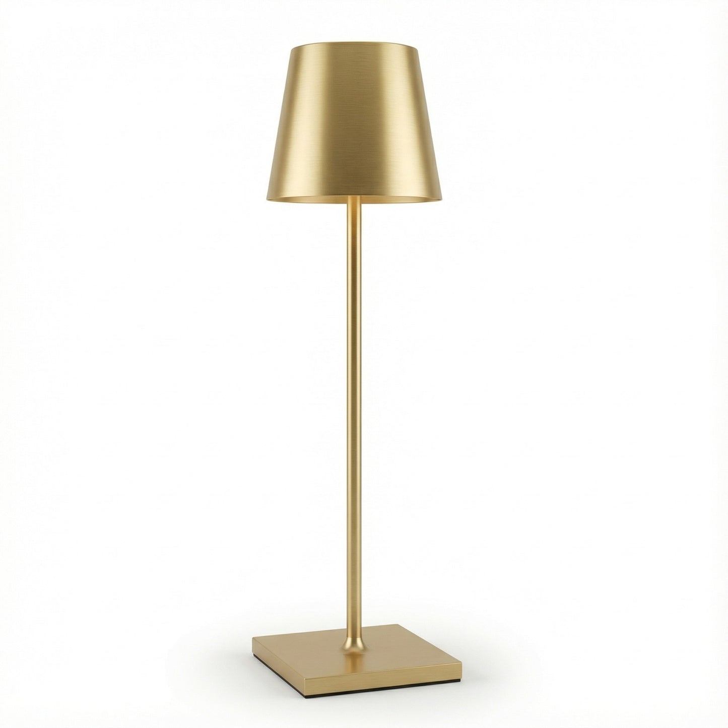 Gold table lamp on a white background