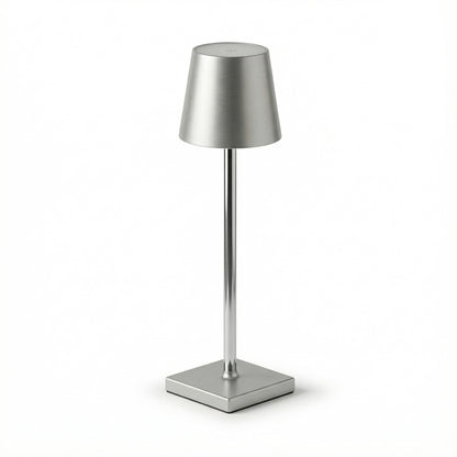 Silver table lamp on a white background
