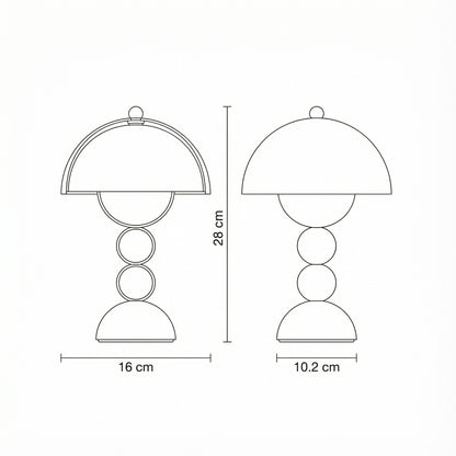 Line drawing of a lamp with dimensions labeled