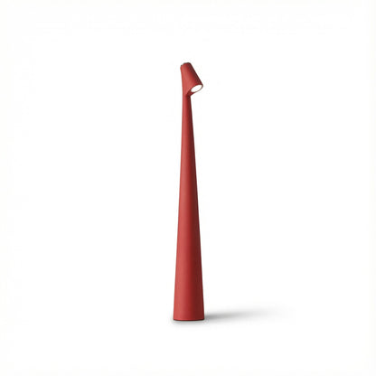 Red lamp with a unique design on a white background