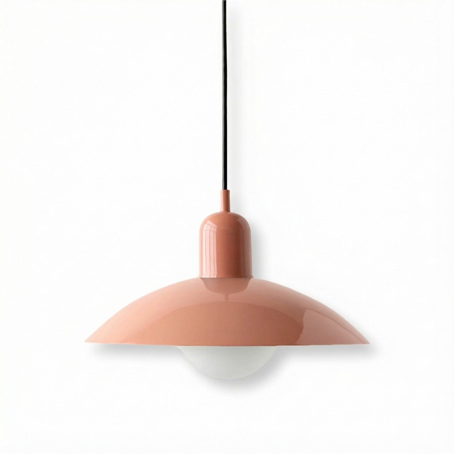 Pink pendant light on a white background