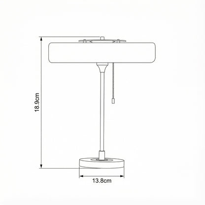 Technical drawing of a lamp with dimensions labeled