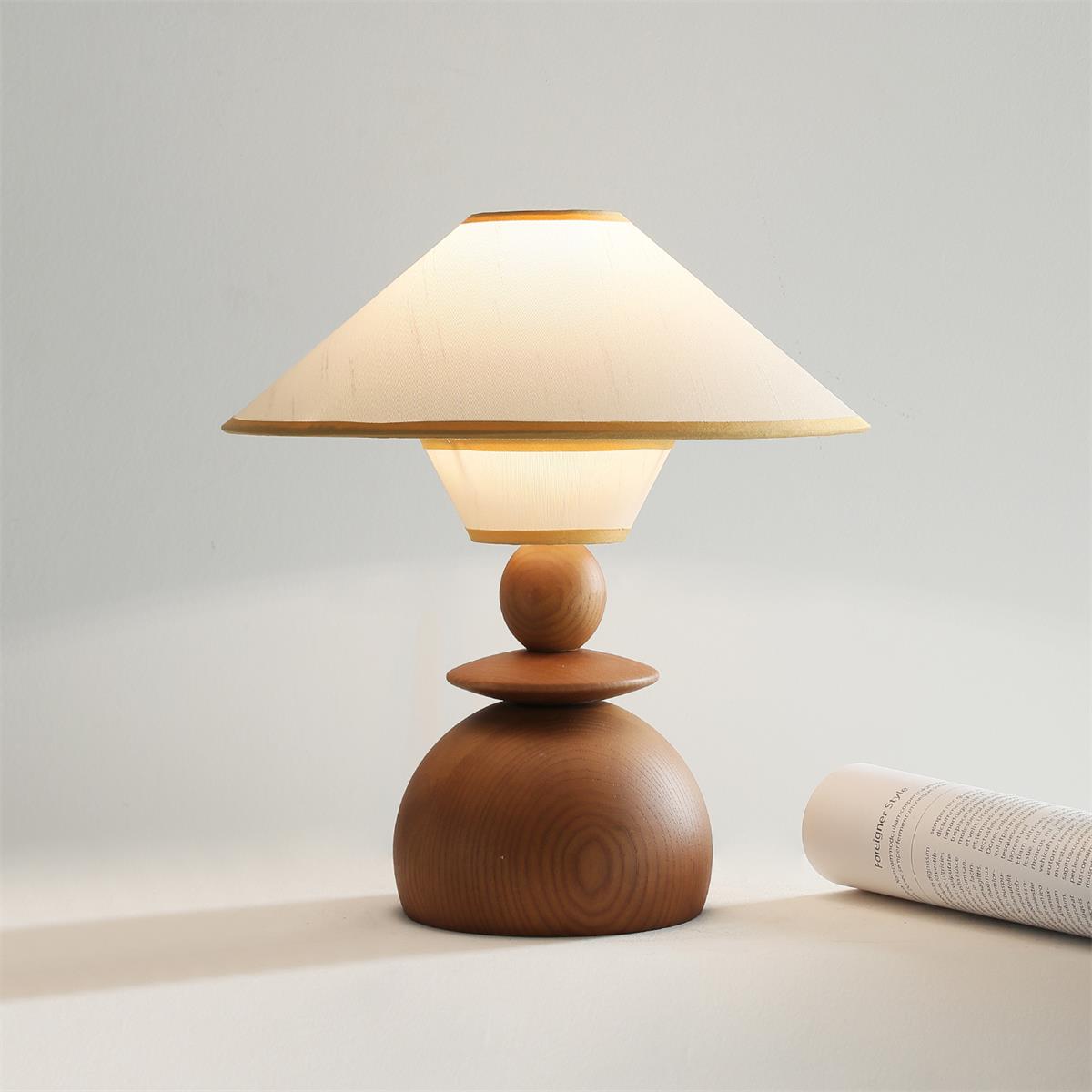 Wabi-Sabi Wood Dome Table Lamp with Dimmable Feature | Stylish Lighting for Bedroom and Living Room 2