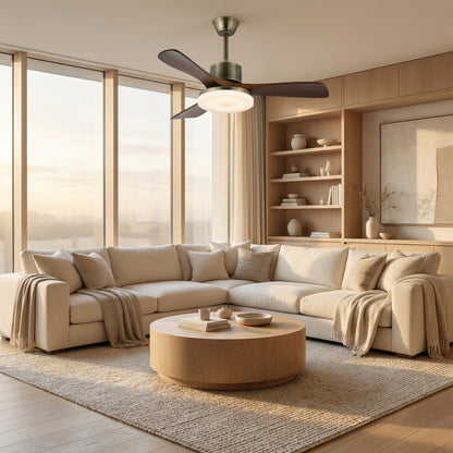 Minimalist Ceiling Fan Light with Integrated LED & Remote Control | Modern Flush Mount Design for Stylish Indoor Spaces