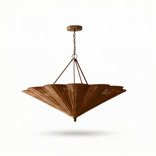 Elegant Rattan Chandelier Light with Adjustable Height | Stylish Gold Indoor Lighting for Dining Room